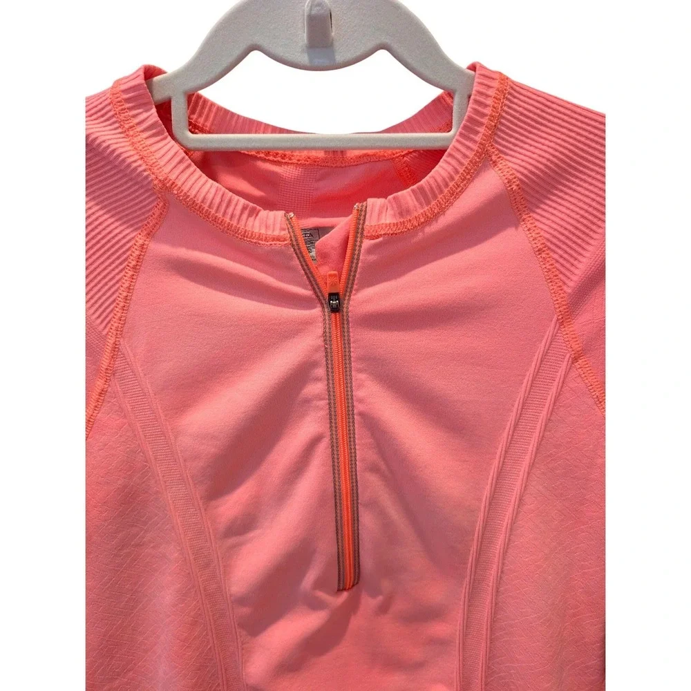 Athleta Momentum Pullover Quarter Zip Workout Top Long Sleeve Coral Pink Sz S